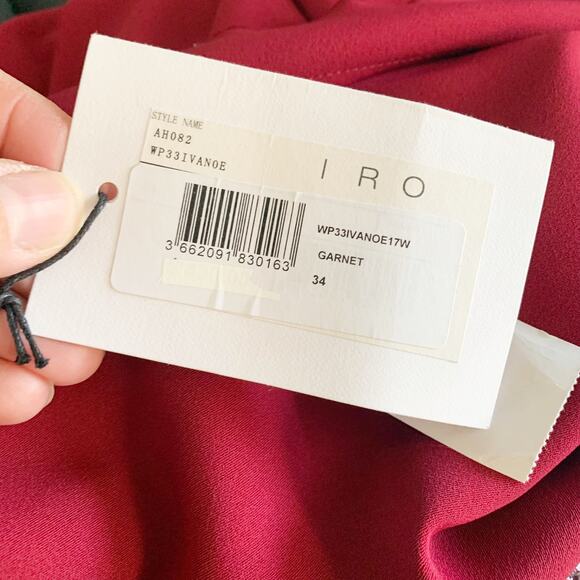 IRO Paris Ivanoe Garnet Red Crepe Mini Dress NWT XS - Picture 7 of 9